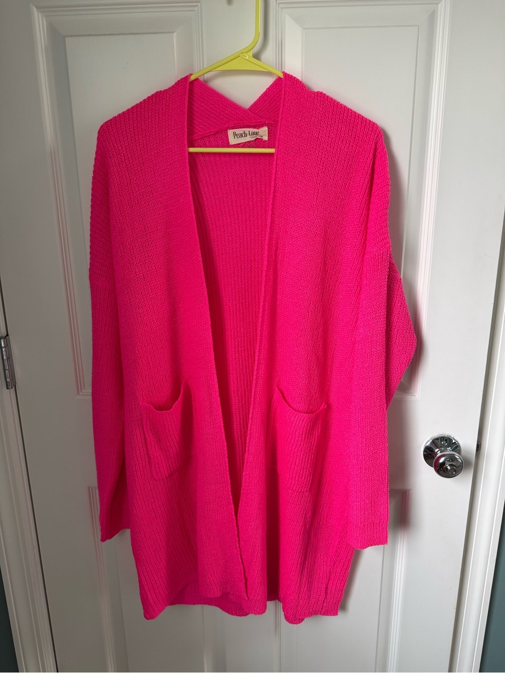 Hot Pink Open-Front Women's Cardigan Sweater